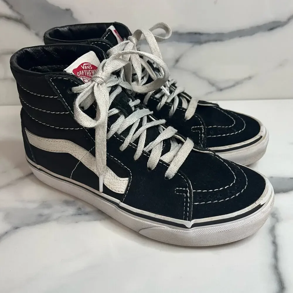 Vans Unisex Black White Suede High Top Skateboard Shoes M Sz 4.5 W Sz 6